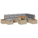 Havesofa Sæt 9 stk. Beige polyrattan