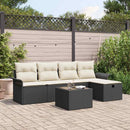 Havesofa Sæt med pude med opbevaring 6 pcs Sort Poly rattan