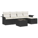 Havesofa Sæt med pude med opbevaring 6 pcs Sort Poly rattan