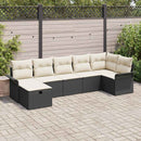 Havesofa Sæt med pude med opbevaring 7 pcs Sort Poly rattan