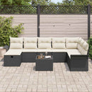 Havesofa Sæt med pude med opbevaring 9 pcs Sort Poly rattan