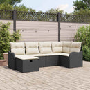 Havesofa Sæt med pude med opbevaring 6 pcs Sort Poly rattan