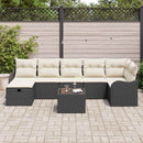 Havesofa Sæt med pude med opbevaring 8 pcs Sort Poly rattan