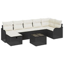 Havesofa Sæt med pude med opbevaring 8 pcs Sort Poly rattan