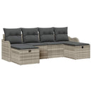 Havesofa Sæt 6 stk. Lysegrå polyrattan