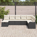 Havesofa Sæt med pude med opbevaring 8 pcs Sort Poly rattan