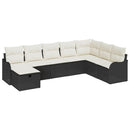 Havesofa Sæt med pude med opbevaring 8 pcs Sort Poly rattan