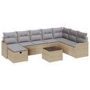 Havesofa Sæt 9 stk. Beige polyrattan