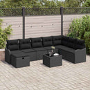 Havesofa Sæt 9 stk. Sort polyrattan