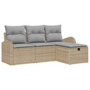 Havesofa Sæt 4 stk. Beige polyrattan