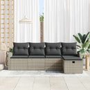 Havesofa Sæt 5 stk. Lysegrå polyrattan