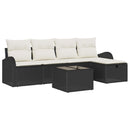 Havesofa Sæt med pude med opbevaring 6 pcs Sort Poly rattan
