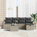 Havesofa Sæt 6 stk. Lysegrå polyrattan