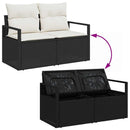 Havesofa Sæt med pude med opbevaring 7 pcs Sort polyrattan