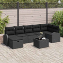 Havesofa Sæt 8 stk. Sort polyrattan