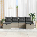Havesofa Sæt 6 stk. Lysegrå polyrattan