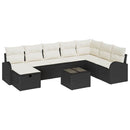 Havesofa Sæt med pude med opbevaring 9 pcs Sort Poly rattan