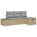 Sofa Sæt med pude 4 pcs polyrattan