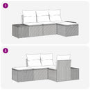 Sofa Sæt med pude 4 pcs polyrattan