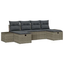 Havesofa Sæt med pude med opbevaring 6 pcs Grå polyrattan