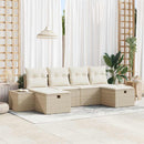 Havesofa Sæt med pude med opbevaring 6 pcs Beige polyrattan