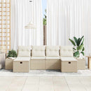 Havesofa Sæt med pude med opbevaring 6 pcs Beige polyrattan