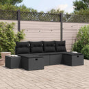 Havesofa Sæt med pude med opbevaring 6 pcs Sort polyrattan