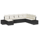 Havesofa Sæt med pude 8 pcs Sort Poly rattan