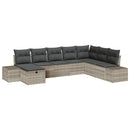 Havesofa Sæt med pude 8 pcs Lysegrå Poly rattan