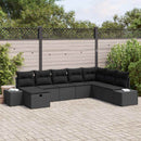 Havesofa Sæt med pude 8 pcs Sort Poly rattan