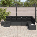 Havesofa Sæt med pude 8 pcs Sort Poly rattan