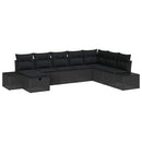 Havesofa Sæt med pude 8 pcs Sort Poly rattan