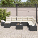 Havesofa Sæt med pude 9 pcs Sort Poly rattan