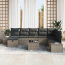 Havesofa Sæt med pude 9 pcs Grå Poly rattan