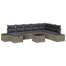 Havesofa Sæt med pude 9 pcs Grå Poly rattan