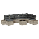 Havesofa Sæt med pude 9 pcs Lysegrå Poly rattan