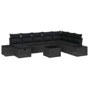 Havesofa Sæt med pude 9 pcs Sort Poly rattan