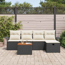 Havesofa Sæt med pude med opbevaring 6 pcs Sort Poly rattan