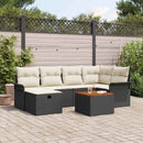 Havesofa Sæt med pude med opbevaring 7 pcs Sort Poly rattan