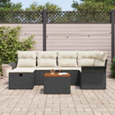 Havesofa Sæt med pude med opbevaring 7 pcs Sort Poly rattan