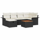 Havesofa Sæt med pude med opbevaring 7 pcs Sort Poly rattan