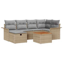 Havesofa Sæt 7 stk. Beige Poly rattan