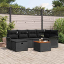Havesofa Sæt 7 stk. Sort Poly rattan