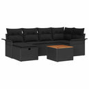 Havesofa Sæt 7 stk. Sort Poly rattan