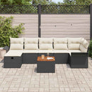 Havesofa Sæt med pude med opbevaring 8 pcs Sort Poly rattan