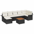 Havesofa Sæt med pude med opbevaring 8 pcs Sort Poly rattan