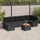 Havesofa Sæt 8 stk. Sort Poly rattan