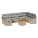Havesofa Sæt 9 stk. Beige Poly rattan