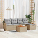 Havesofa Sæt 6 stk. Beige Poly rattan