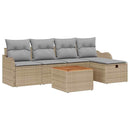 Havesofa Sæt 6 stk. Beige Poly rattan